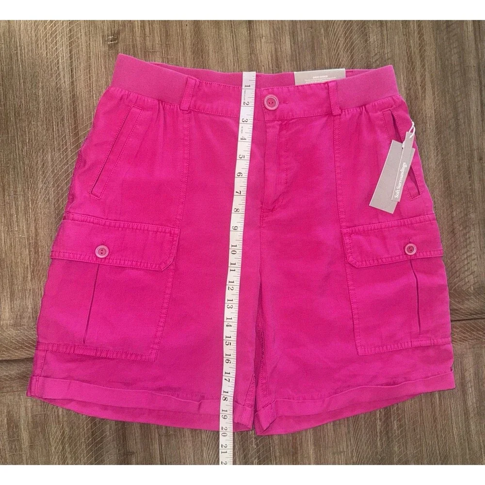 NWT Soft Surroundings 7.5” Pali Shorts Cargo Pockets Pink Womens Size Medium NEW